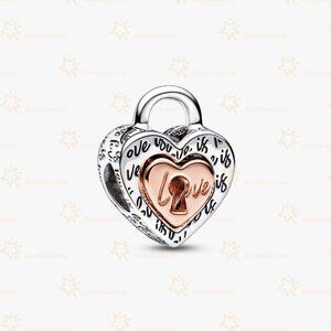 Pandora Two-tone Padlock Splittable Heart Charm